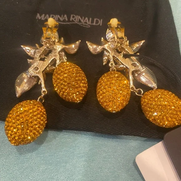DIVINE 🍋 Marina Rinaldi Crystal Limonaia Earrings Lemons 🍋 - Picture 4 of 15